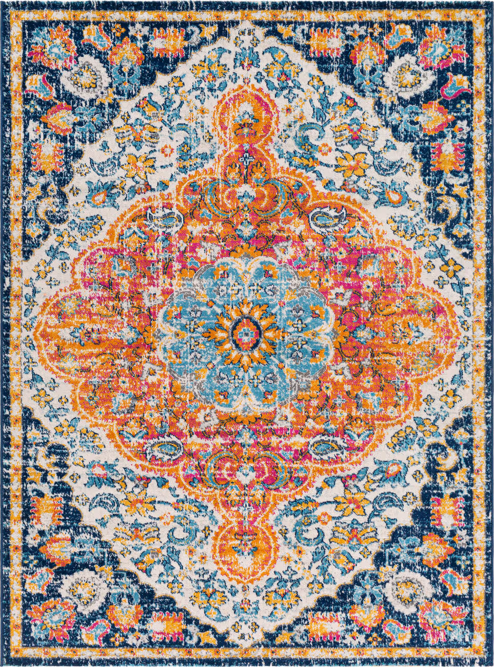 Modern Loom Floransa FSA-2347 Multi-Colored Power Loomed Synthetic Rug
