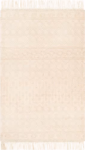 Modern Loom Farmhouse Tassels FTS-2305 White Cotton Wool Rug Product Image