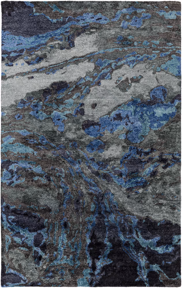 Surya Gemini Gmn 4028 Dark Blue Abstract Silk Rug From The Modern Rug Masters Collection At Modern Area Rugs