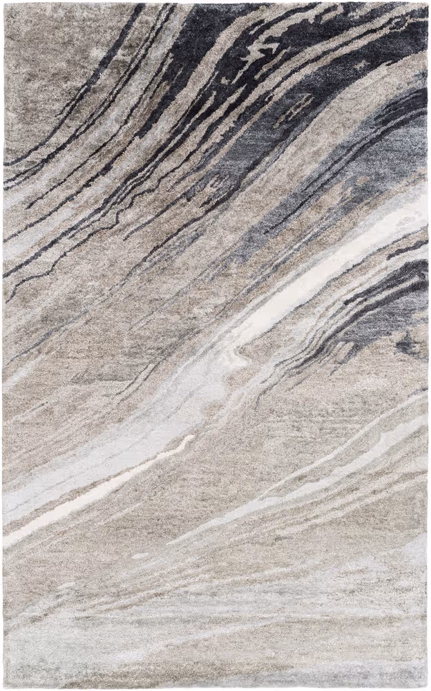 Surya Gemini GMN-4052 Charcoal Abstract Silk Rug