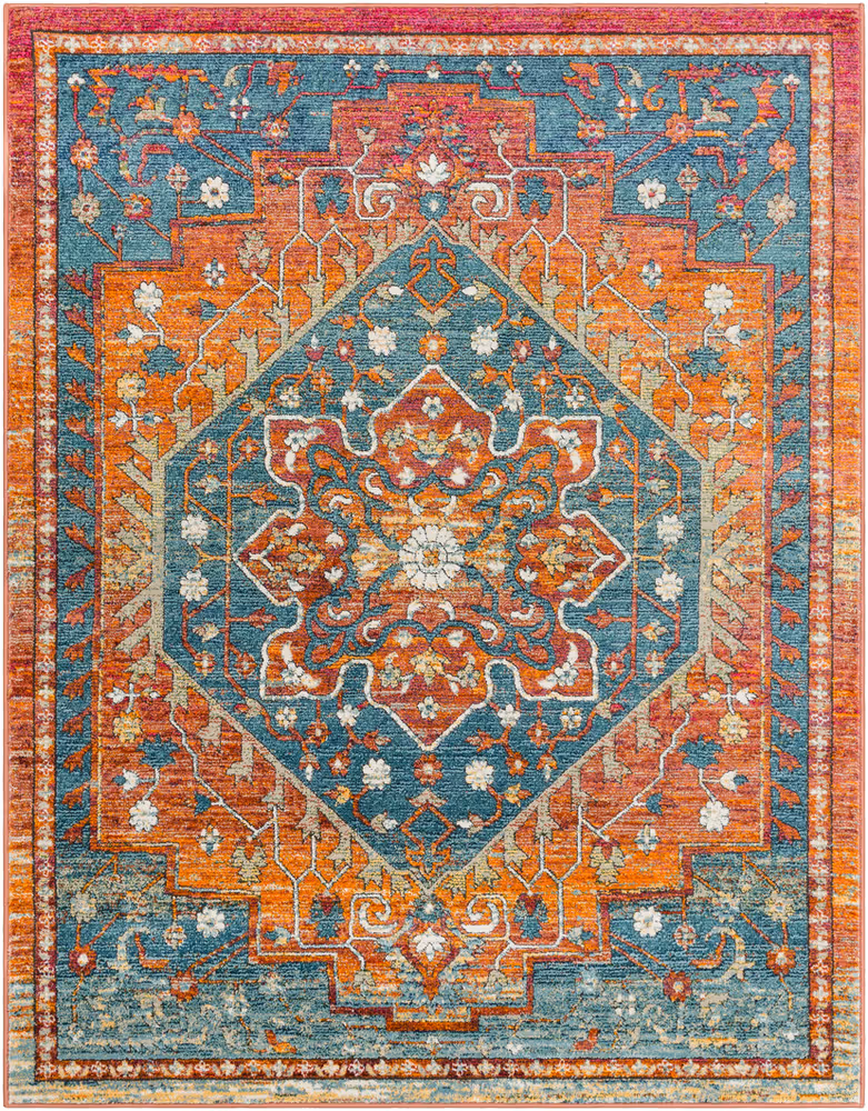 Surya Herati HER-2301 Bright Orange Synthetic Bordered Rug