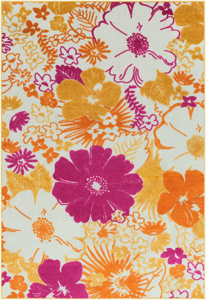 Surya Jolene JOL-1007 Bright Yellow Floral Outdoor Rug from the Outdoor ...
