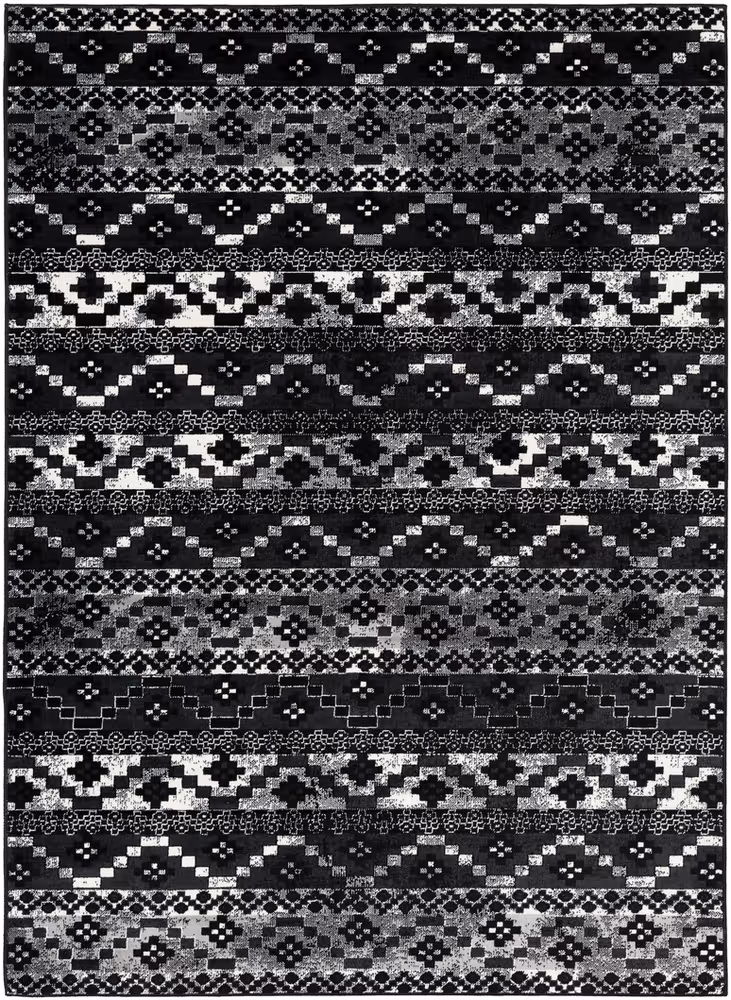Surya Mumbai MUM-2320 Black Abstract Synthetic Rug