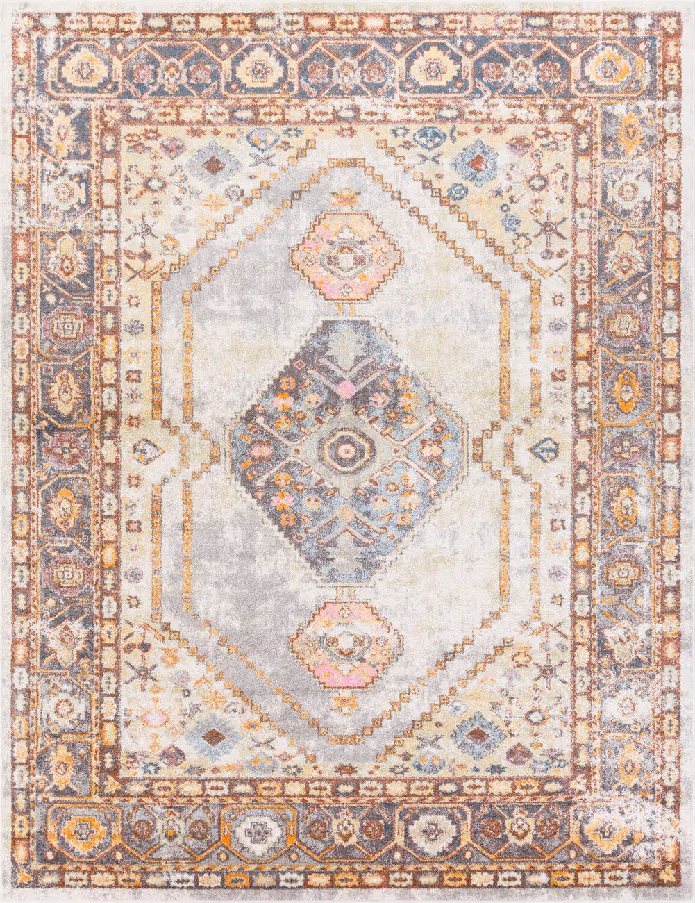 Modern Loom Alkalhail ALKA-2306 Orange Bordered Synthetic Rug