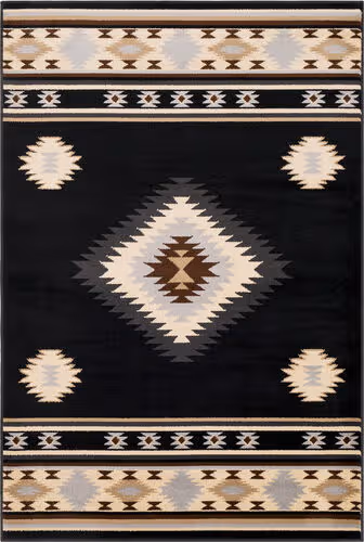 Surya Allbush ALLB-1095 Black Southwestern Synthetic Rug Product Image
