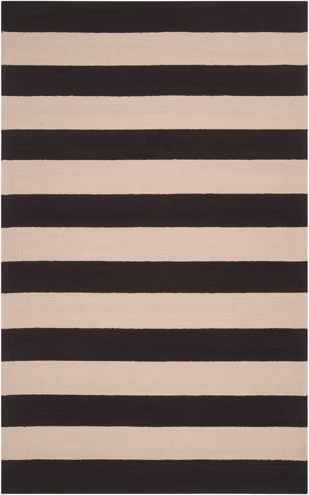Surya Rain RAI-1079 Black Synthetic Striped Rug