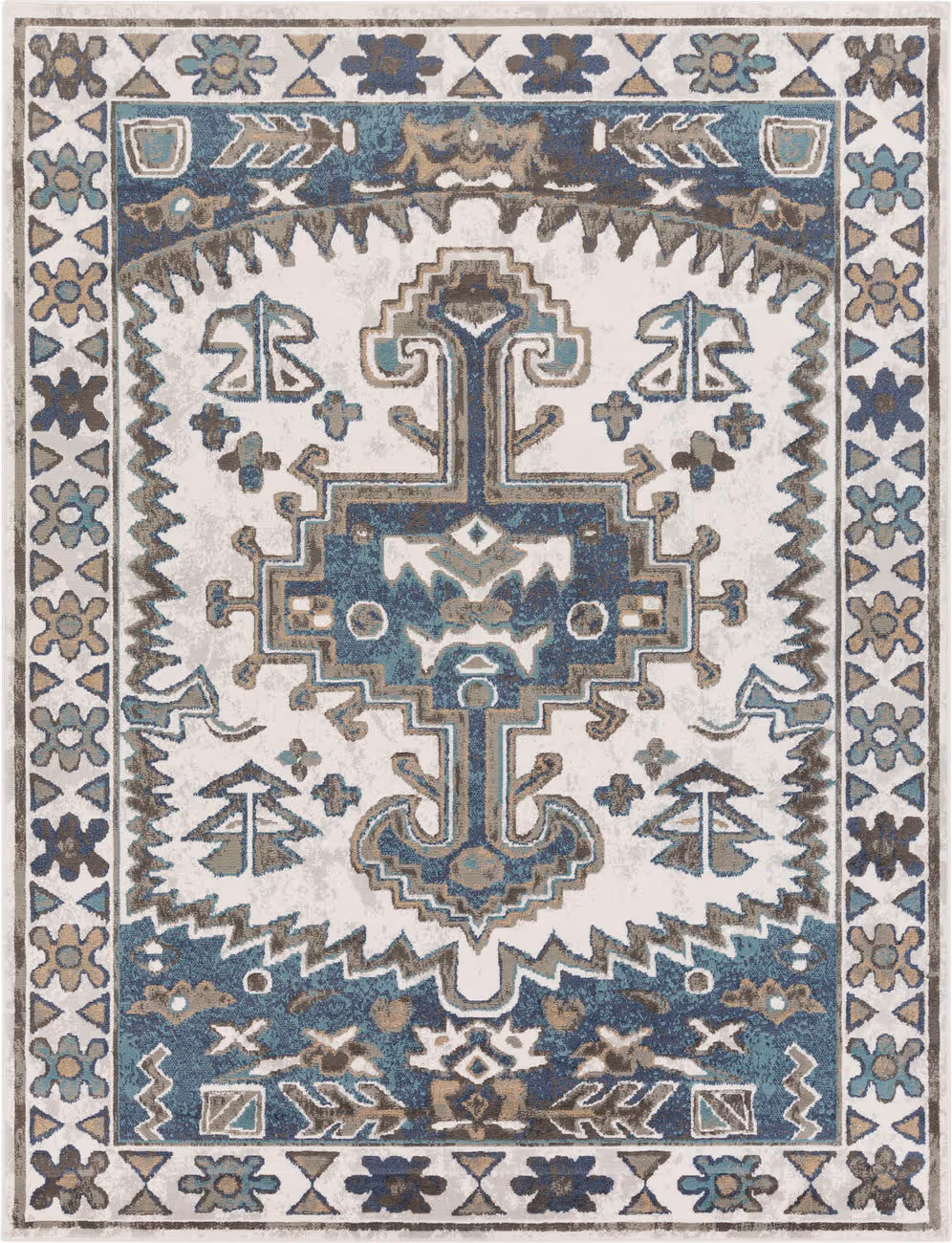 Modern Loom Alsha ALSA-2306 Blue Patterned Synthetic Rug