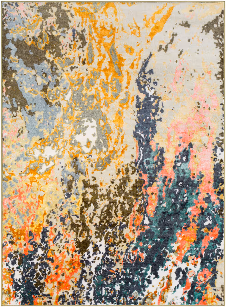 Surya Silk Road SKR-2313 Bright Orange Abstract Synthetic Rug