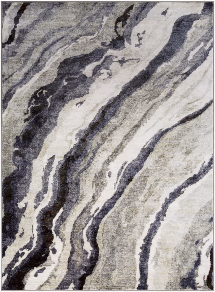 Surya Silk Road SKR-2315 Medium Gray Synthetic Abstract Rug