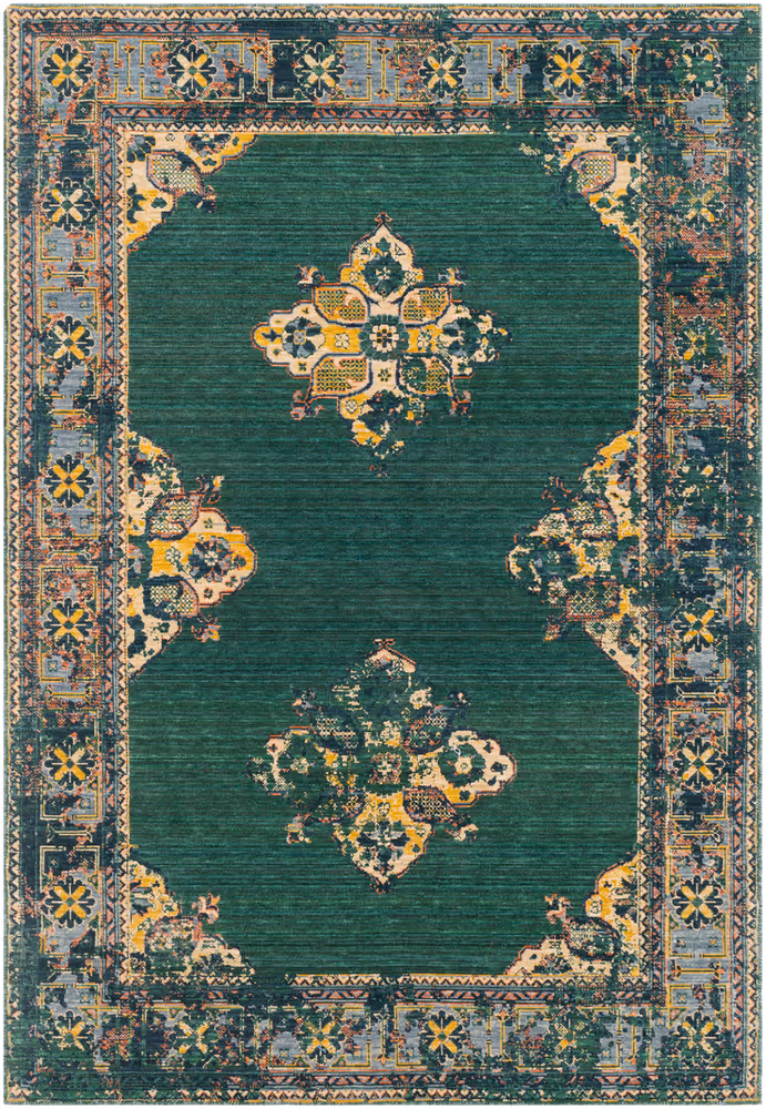 Surya Trailblazer TZR-1011 Dark Green Synthetic Bordered Rug