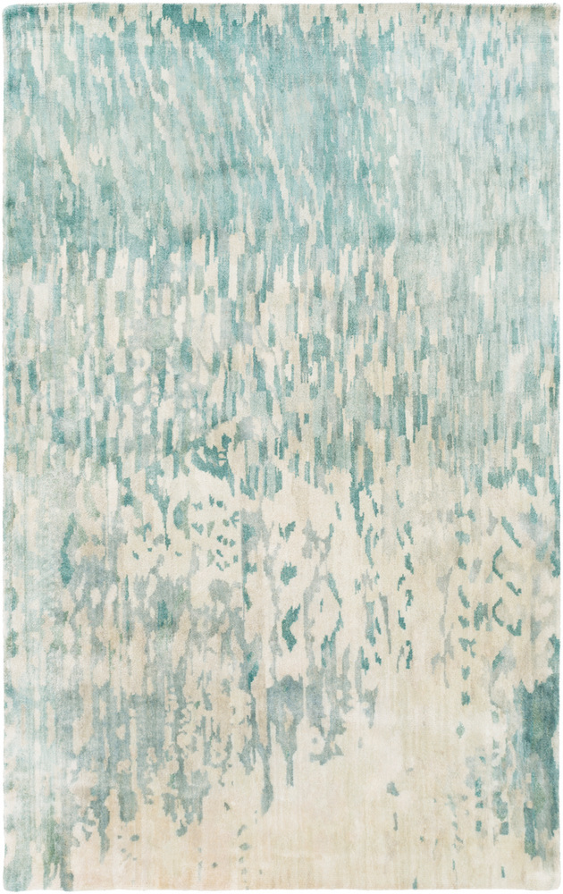 Surya Watercolor WAT5004 Teal Abstract Wool Rug from the Modern Rug