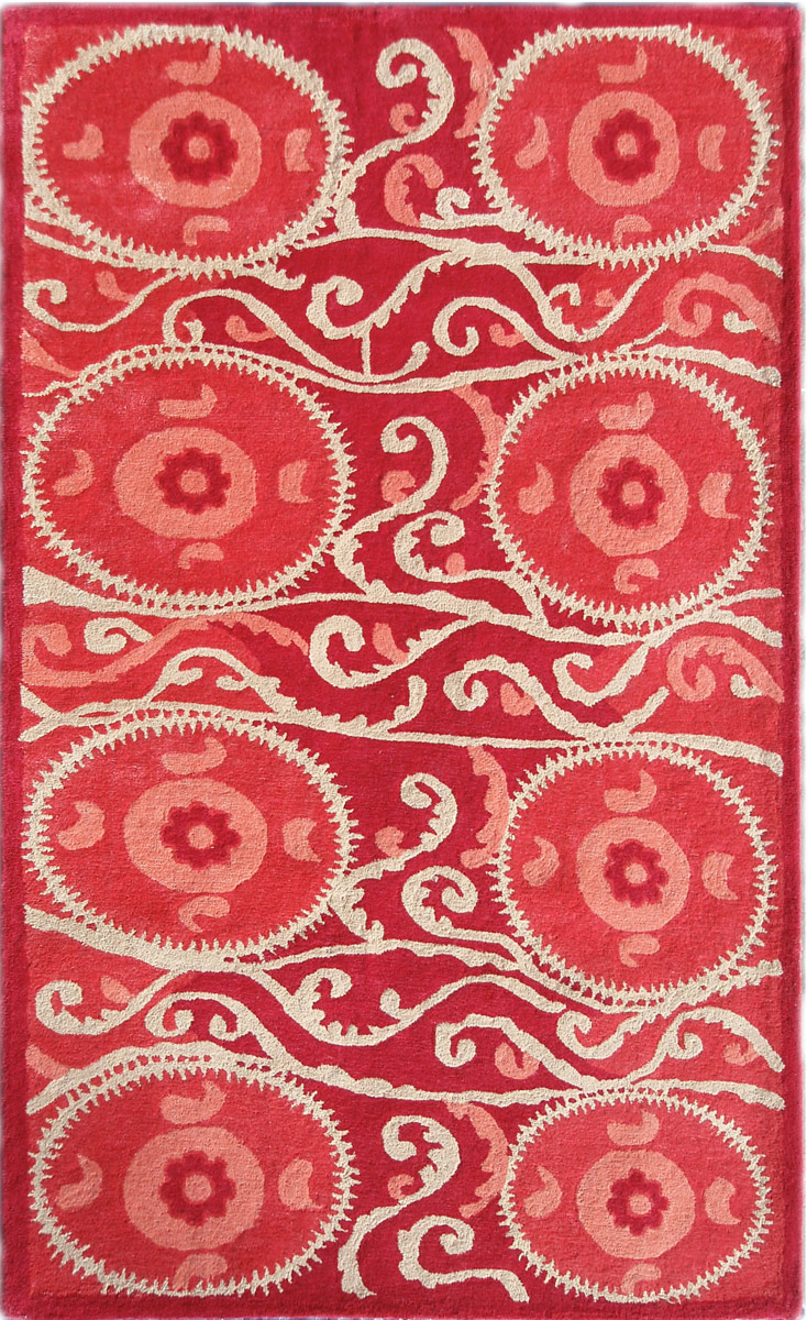 Modern Loom Red Patterned Rug 3 from the Bauhaus Minimal Design Rugs