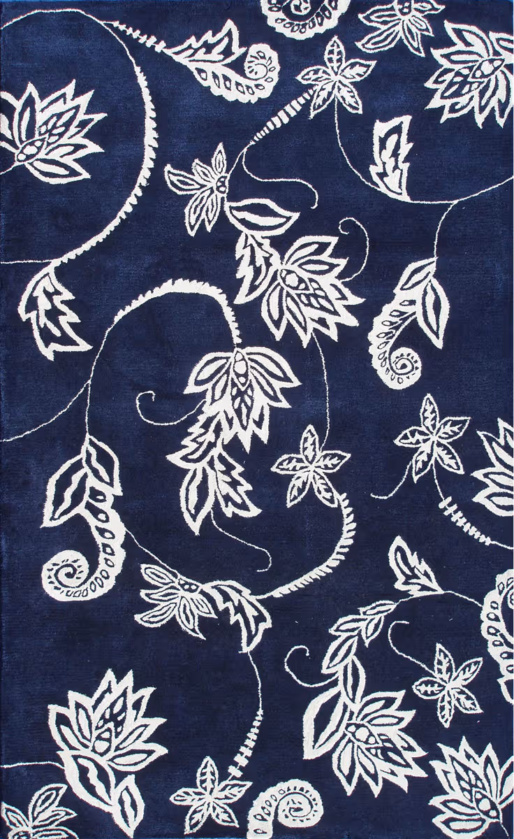 Modern Loom Blue Floral Rug 5
