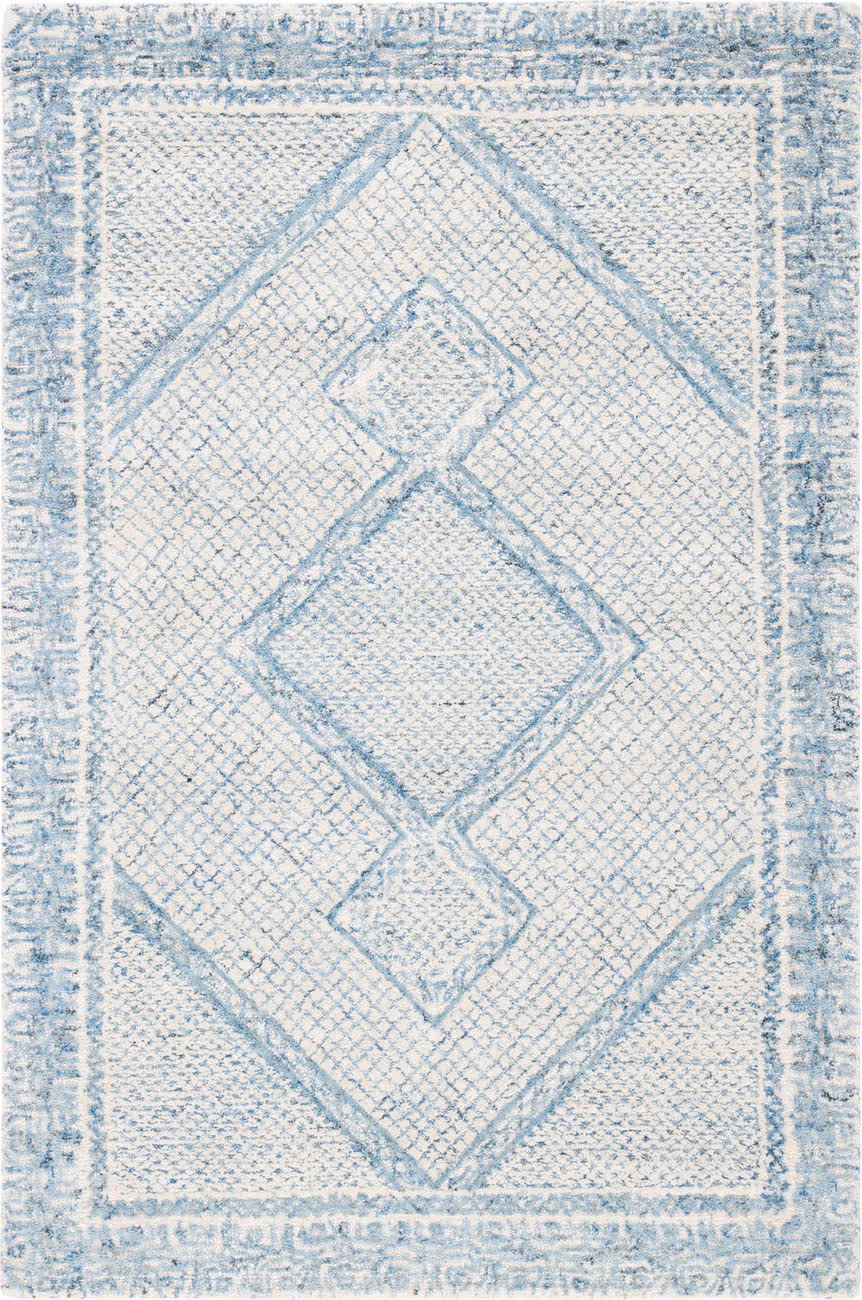Safavieh Ivory / Blue Collection ABT345M Blue Hand Tufted Wool Rug
