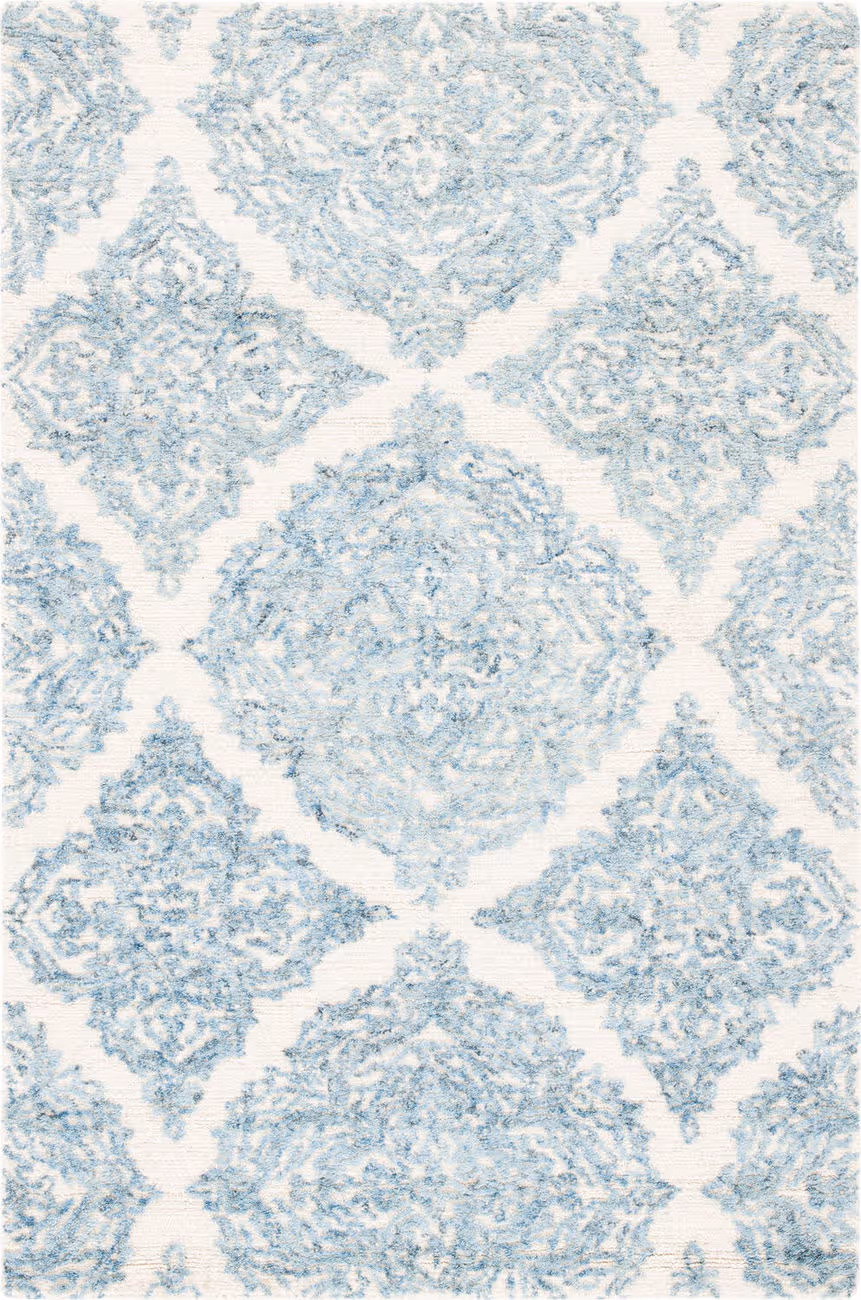 Safavieh Ivory / Blue Collection ABT346M Blue Hand Tufted Wool Rug