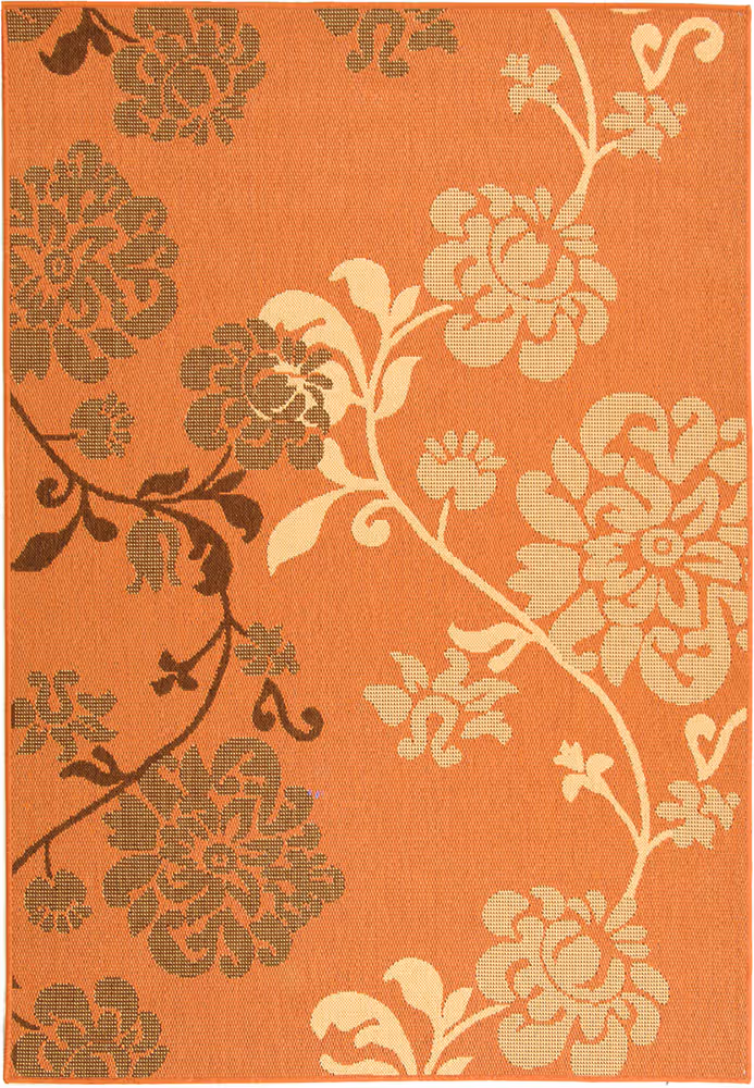 Modern Loom Orange Floral Clearance Rug from the Clearance Rugs