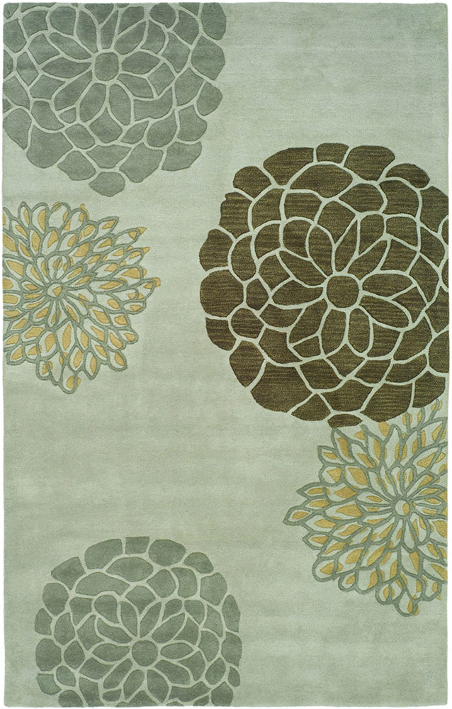 Modern Loom Gray Floral Wool Rug 2 from the Botanical Rugs collection