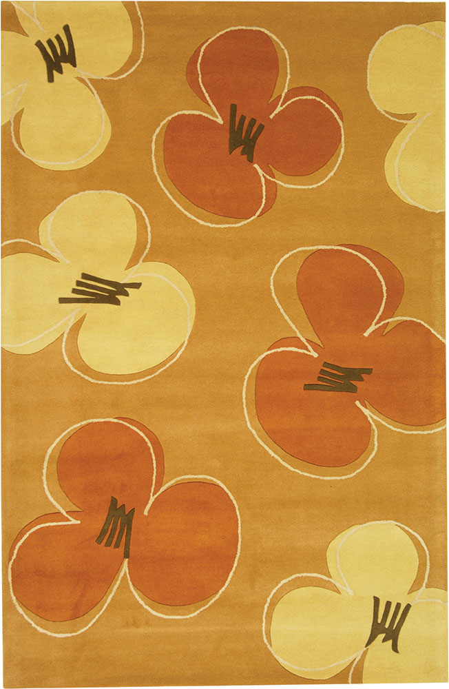 Modern Loom Orange Abstract Wool Rug 2 from the Botanical Rugs