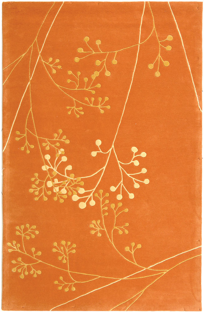 Modern Loom Orange Floral Wool Rug 2 from the Botanical Rugs collection