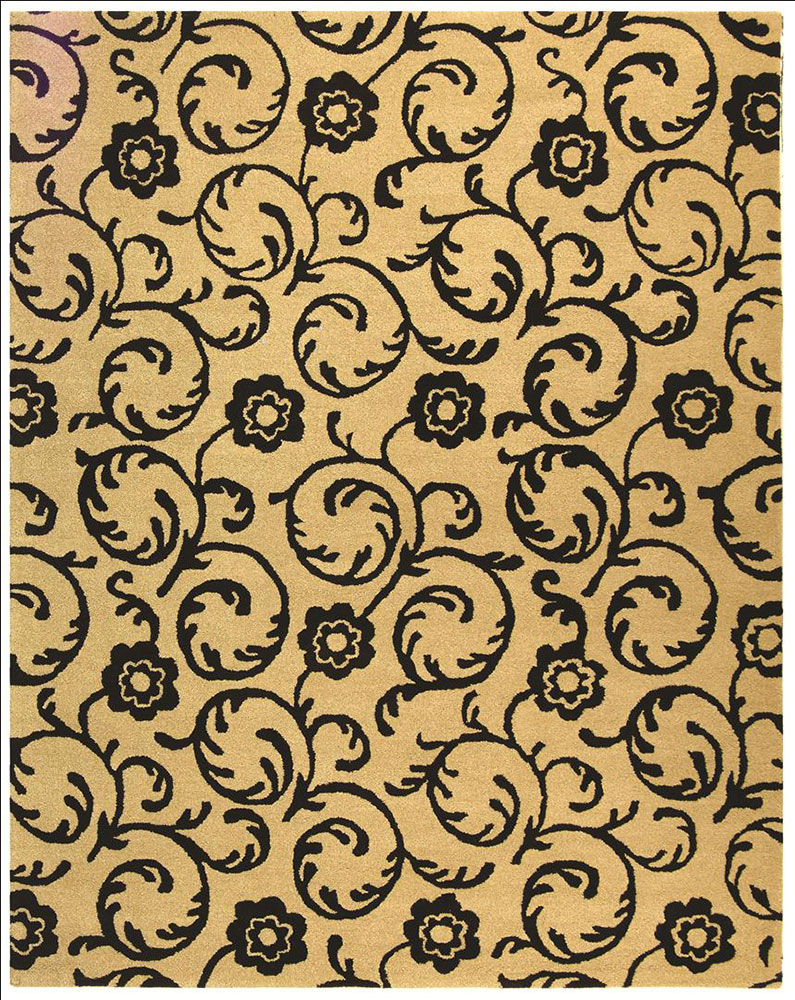 Modern Loom Beige Floral Wool Rug 14 from the Botanical Rugs collection