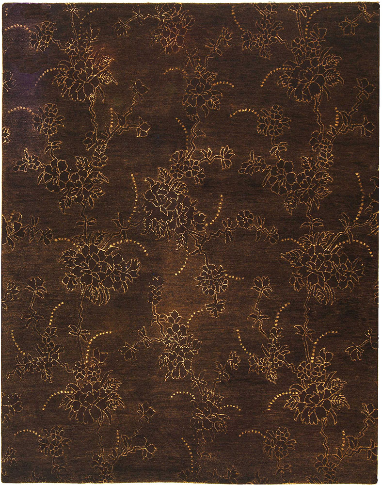 Modern Loom Brown Floral Wool Rug 8 from the Botanical Rugs collection