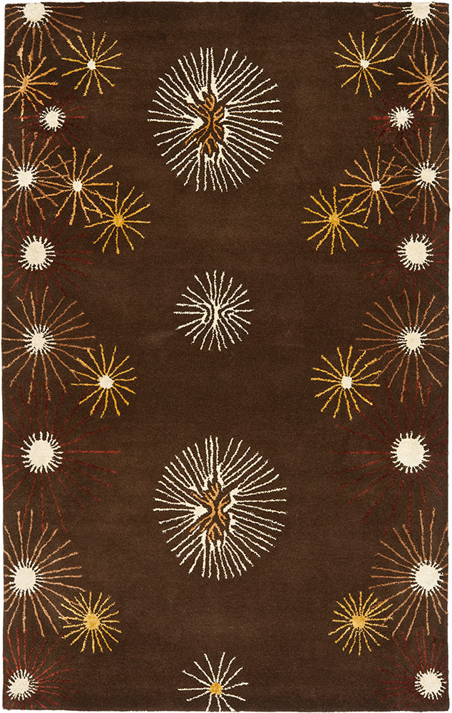 Modern Loom Brown Abstract Wool Rug 6 from the Botanical Rugs