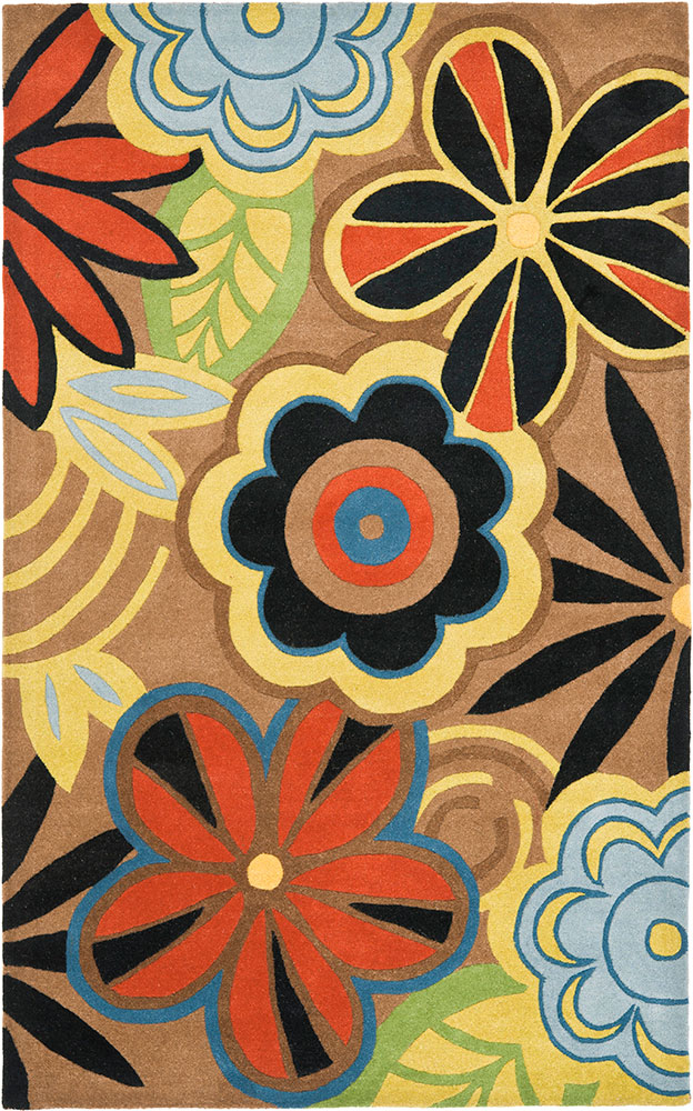 Modern Loom Beige Floral Wool Rug 5 from the Botanical Rugs collection
