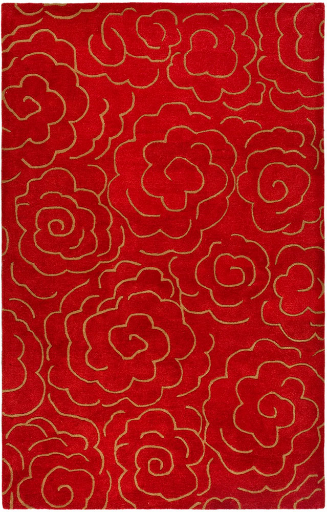 Modern Loom Red Floral Wool Rug 4 from the Botanical Rugs collection at