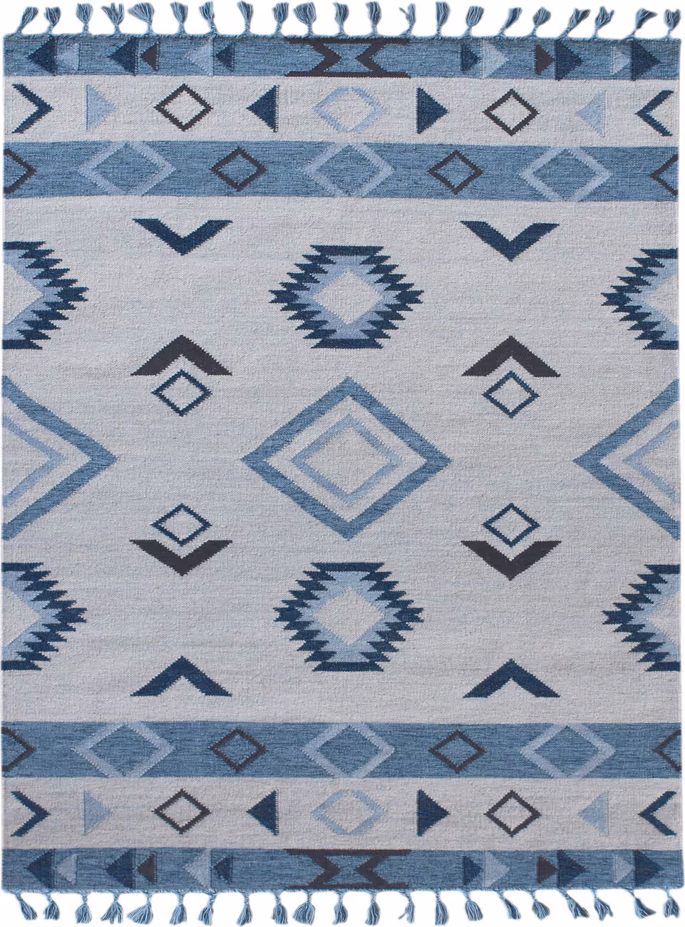 Modern Loom Artifacts Blue Flatweave Wool Rug