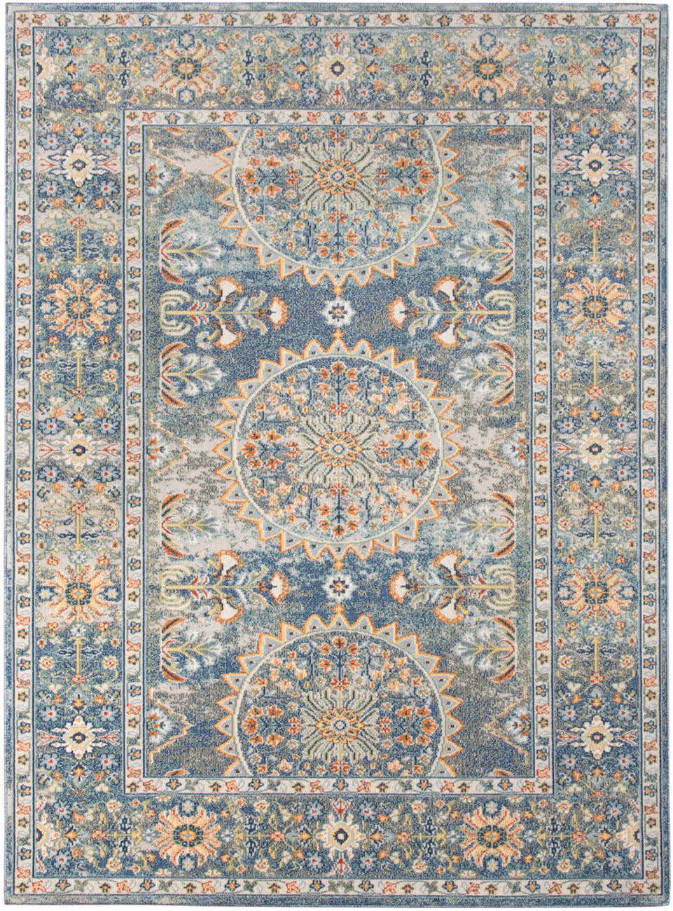 Modern Loom Bohemian Multi-Colored Power Loomed Synthetic Rug