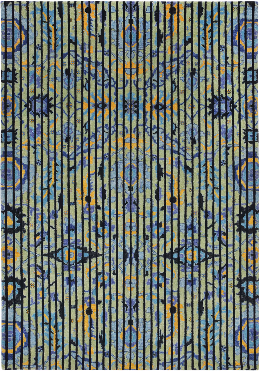 I and I Blue Abstract Cotton Rug