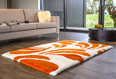 Bowron Orange Sheepskin Oddly Shaped Rug 2 Product Image
