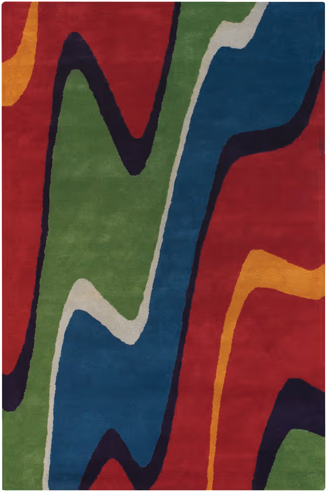 Chandra Bense BEN-3001 Red Abstract Rug