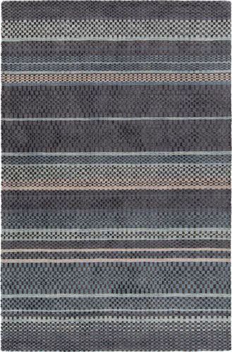Chandra Evora EVO-33400 Dk. Gray Striped Silk Rug Product Image