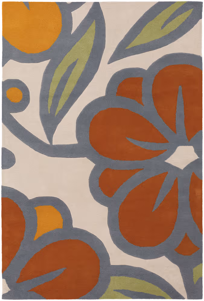 Chandra Inhabit INH-21625 Red Abstract Floral Rug