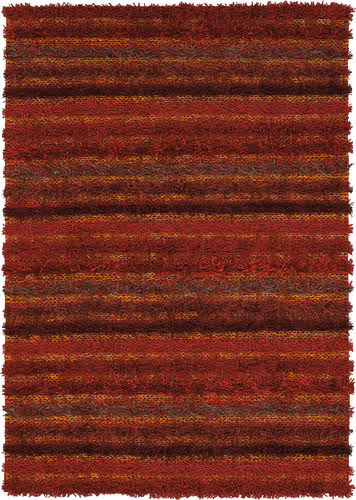 Modern Loom Lavasa LAV-21400 Dk. Red Shag Striped Rug Product Image