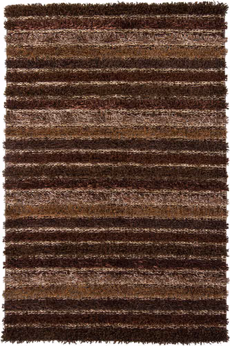 Modern Loom Lavasa LAV-21402 Dk. Brown Shag Striped Rug Product Image