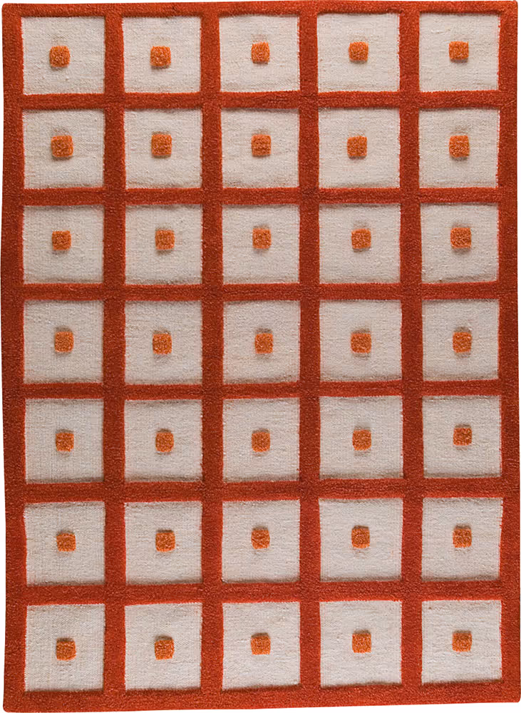 Modern Loom Orange Hilo Bordered Rug