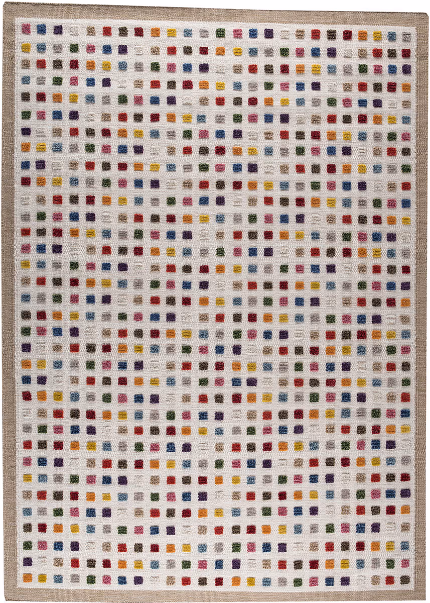 Modern Loom Multi-Colored Patterned Hilo Rug