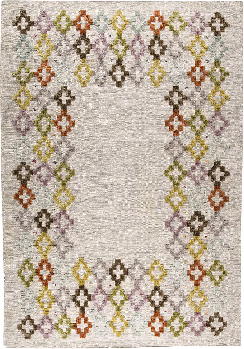 Modern Loom Multi-Colored Bordered Abstract Rug