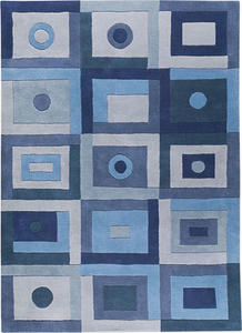 Modern Loom Blue Hilo Abstract Rug 2, Blue Contemporary Rugs