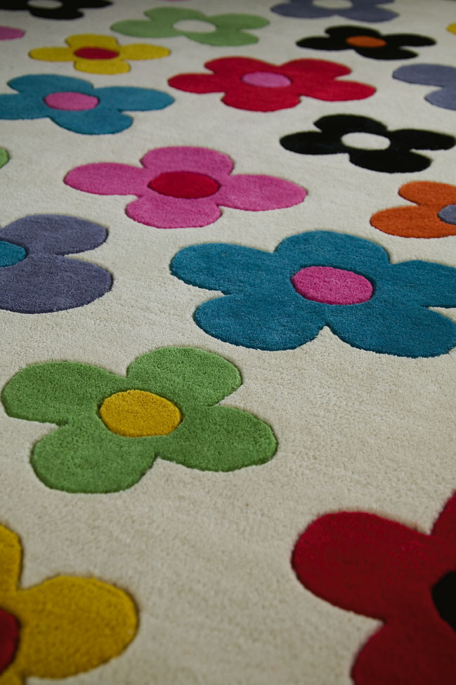 Modern Loom White Child Friendly Wool Rug from the Kids' Rugs