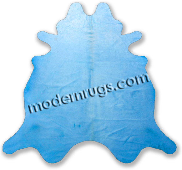Solid Sea Blue Cowhide Rug from the Cowhide Rugs collection at Modern