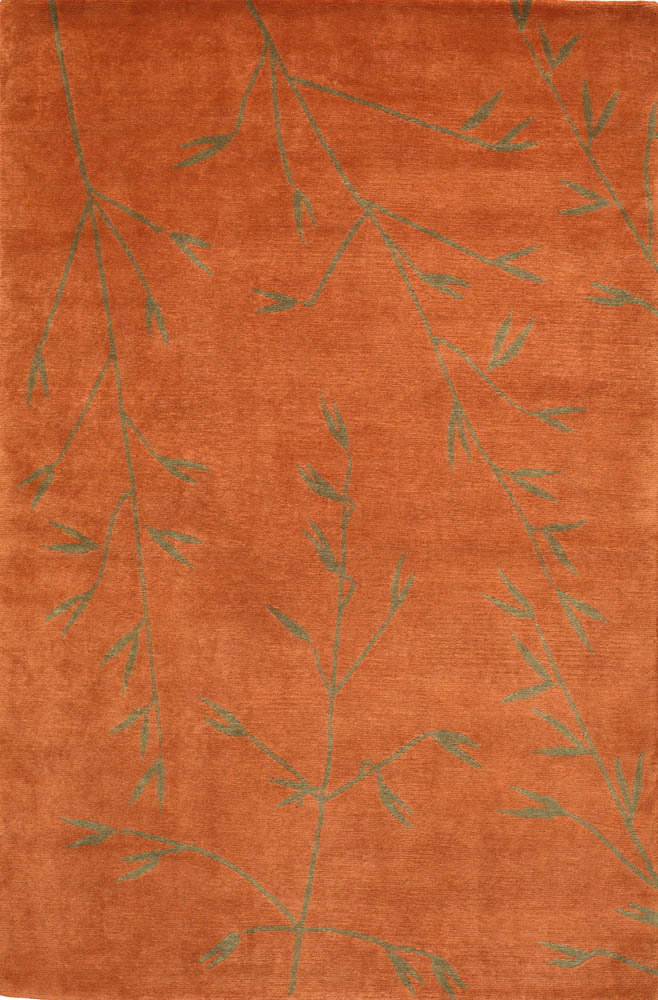 Meadow Tangerine Tibetan Hand Knotted Rug from the Botanical Rugs