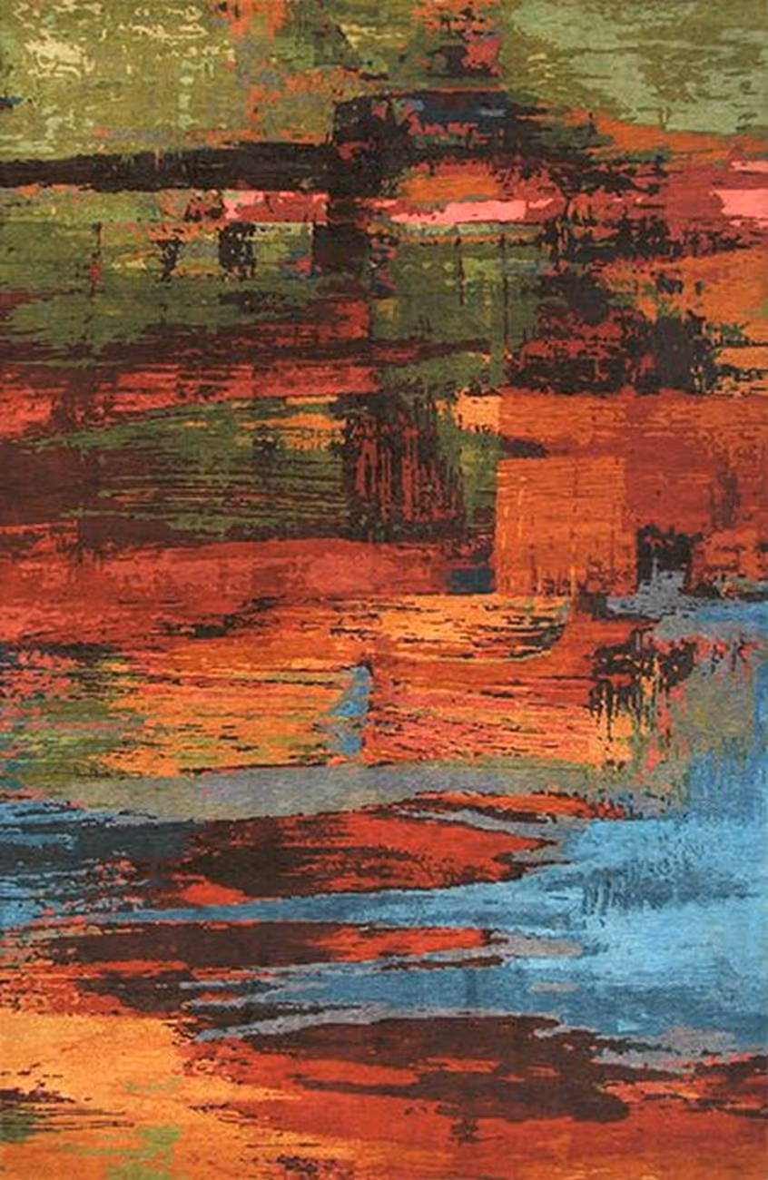 Tibet Rug Company Abstract 2 Multi-Colored Hand Knotted Tibetan Wool Rug