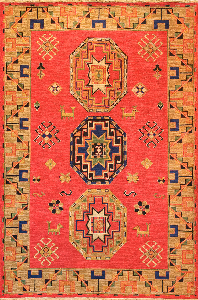 Tibet Rug Company Kazak 4 Red Hand Knotted Tibetan Wool Rug