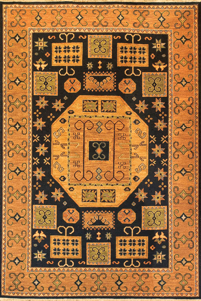 Tibet Rug Company Kazak 6 Black Hand Knotted Tibetan Wool Rug