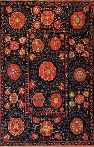 Tibet Rug Company Suzani 7 Black Hand Knotted Tibetan Wool Rug Product Image