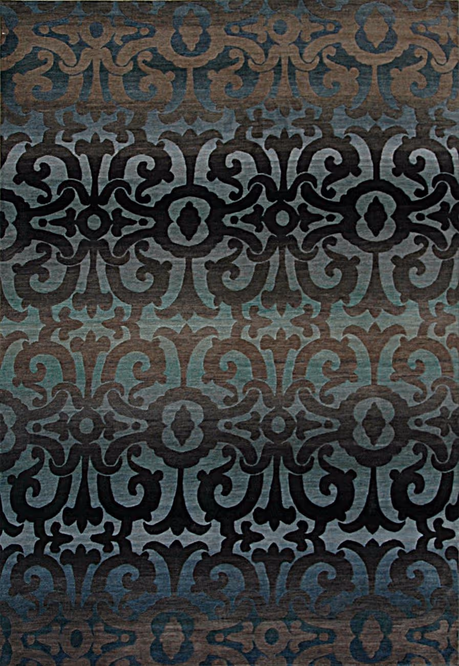 Tibet Rug Company Wrought Iron 1 Blue Hand Knotted Tibetan Wool Rug