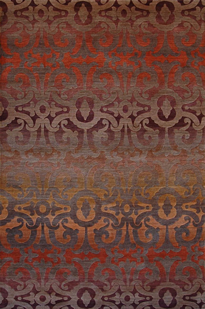 Tibet Rug Company Wrought Iron 2 Red Hand Knotted Tibetan Wool Rug